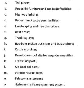 List of Highway Project Facilities