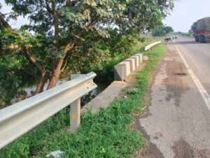 Defective Metal Beam Crash barrier