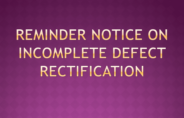 Letter to Contractor for Incomplete Defect Rectification